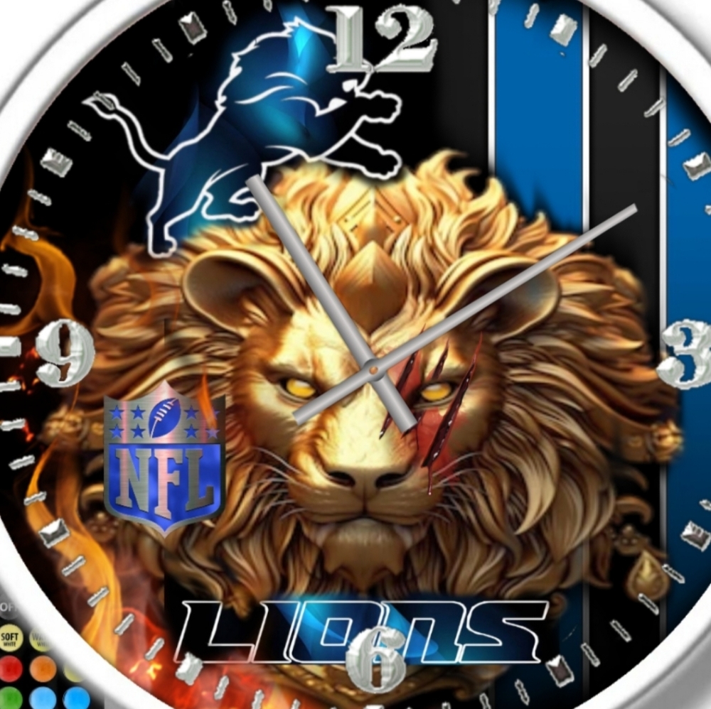 Detroit Lions led lights clock